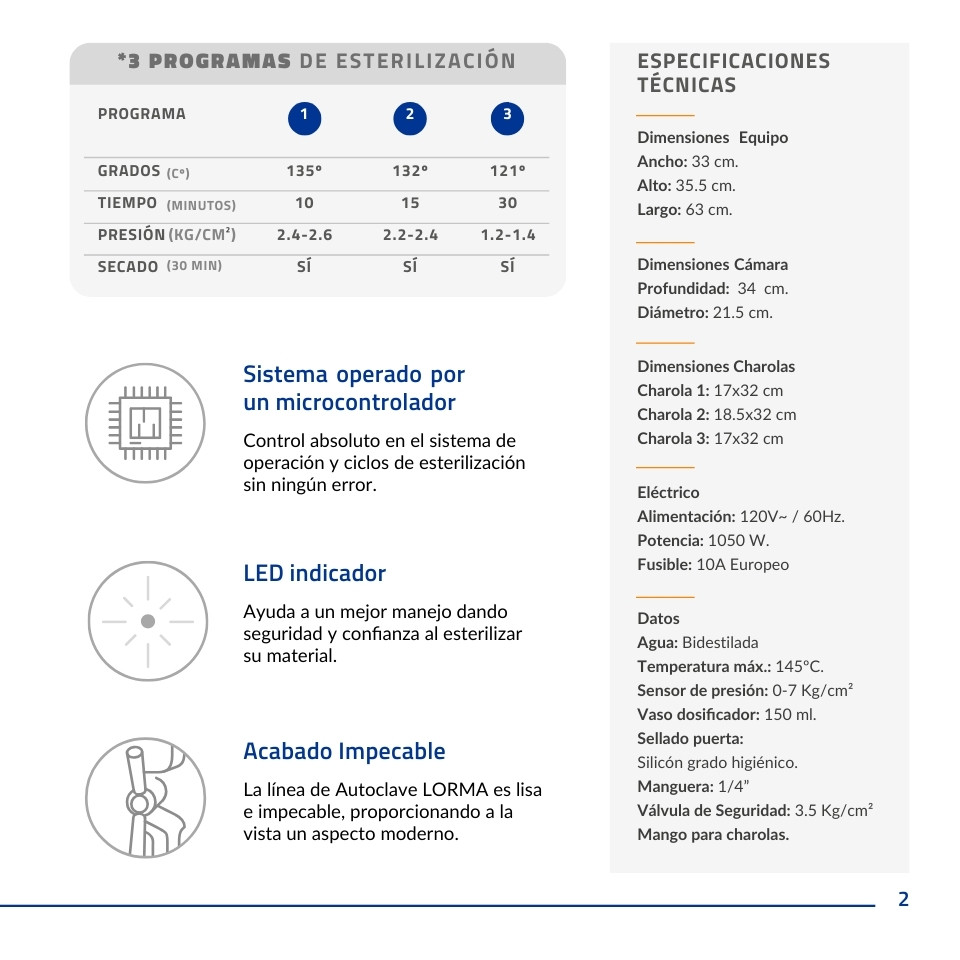 Autoclave AV07 especificaciones técnicas